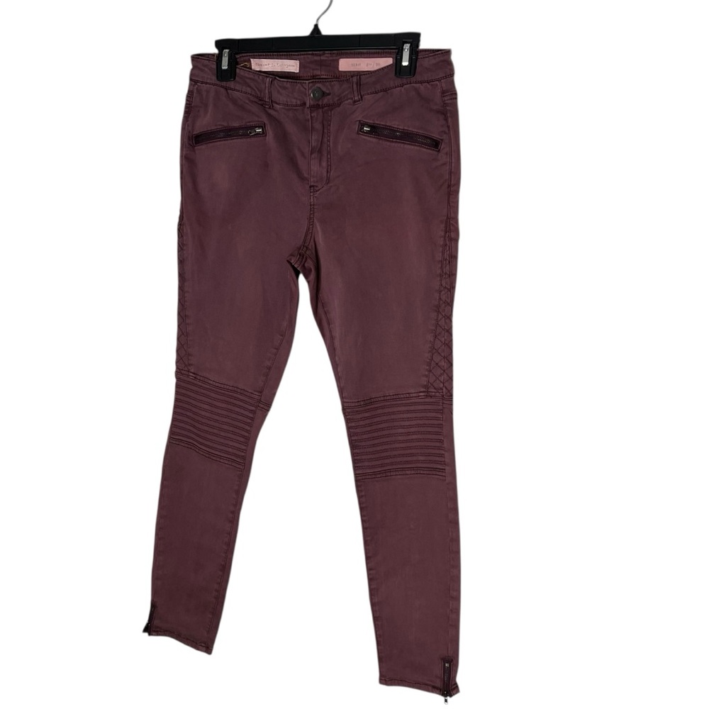 Anthropologie Maroon Skinny Moto Jeans